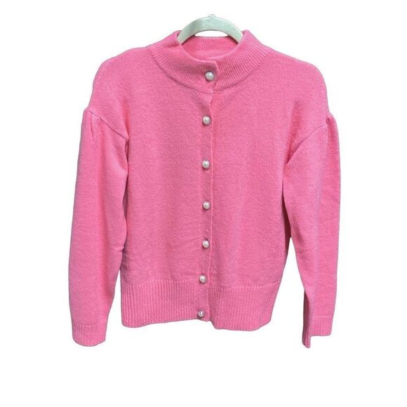 Pink Jeweled Button Cardigan Size Medium - Picture 1 of 5